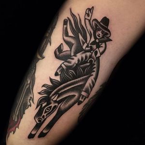 Rodeo Tattoo by Austin Maples #rodeo #cowboy #horse #traditional #AustinMaples