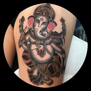 Ganesha tattoo by Leonie New. #LeonieNew #traditional #ganesha #hindu #elephant