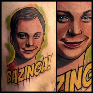 Sheldon Cooper tattoo by Francesco Bianco #FrancescoBianco #neotraditional #SheldonCooper #bazinga
