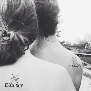 Same astrological sign different birth dates #siblingtattoo #brother #sister #astrologicalsign #matchingtattoos