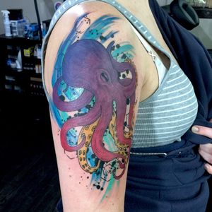 Polvo super colorido #StephHanlon #gringa #unconventional #naoconvencional #polvo #octopus #watercolor #aquarela #geometric #geometrica #tentacles #tentaculos #fullcolor #colorido
