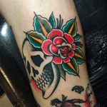 Skull and rose combo, ever classic tattoo by Bradley Kinney. #bradleykinney #DanaPointTattoo #traditional #bold #skull #rose #classic #classicimage