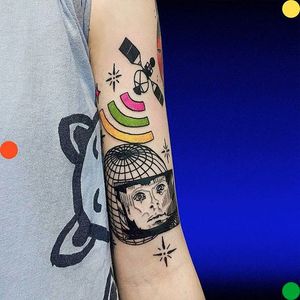 Satellite tattoo by Roman Shcherbakov. #RomanShcherbakov #trippy #satellite