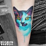 Cat tattoo by Volken #Volken #cat #watercolor #graphic
