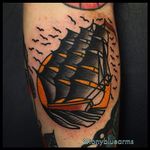Ship Tattoo by Tony Nilsson #Ship #traditional #classictattoos #TonyNilsson