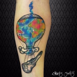 Eu viajo por música, e vocês? #chrisSantos #balão #baloon #liberdade #free #voar #TatuadoresDoBrasil #colorido #colorful #aquarela #watercolor #musica #music