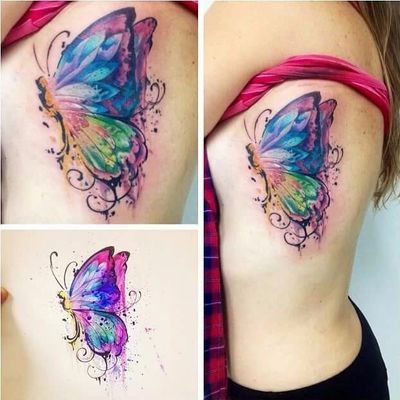 butterfly watercolor tattoo