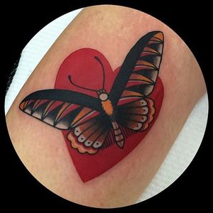 Moth Heart Tattoo by Leonie New #RedHeart #RedHeartTattoos #RedHeartTattoo #HeartTattoos #ClassicHeartTattoo #TraditionalHeart #TraditionalHeartTattoos #LeonieNew