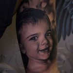 Sweet child portrait tattoo by Bacanu Bogdan #BacanuBogdan #blackandgrey #realistic #childportrait