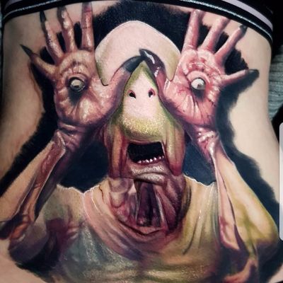 Pale Man by Alex Wright #AlexWright #PaleMan #color #realism #realistic #hyperrealism #portrait #PansLabyrinth #guillermodeltoro #movietattoo #moviecharacter #horror #surreal #tattoooftheday