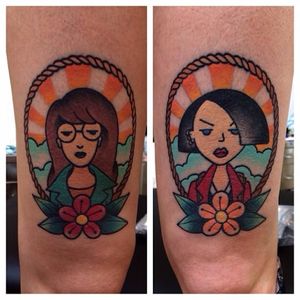 Daria and Jane tattoo by Alex Strangler. #Daria #cartoon #tvshow #character #90s #AlexStrangler