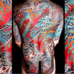 Dragon par excellence. #backpiece #color #detail #dragon #Japanese #MikeRubendall #waves