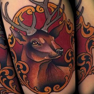 Noble stag tattoo #MyraBrodsky #neotraditonal #stag #animal