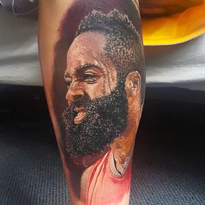 Really awesome James Harden basketball tattoo #JamesHarden #basketball #realism #realistic #basketball #NBA #SteveButcher