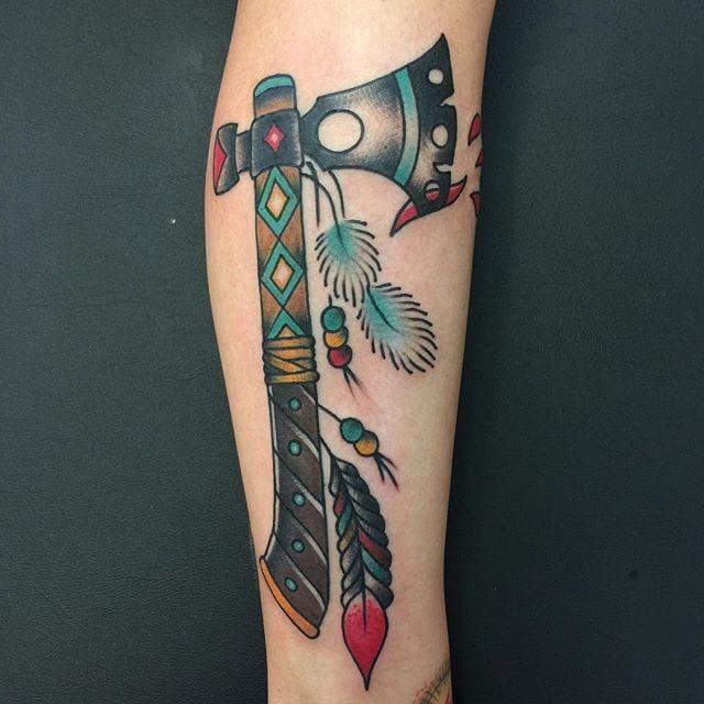 Sweet personalized tomahawk by our artist Megan aka GC  barefootink  tomahawk peanut tattoos  By Barefoot Ink  Facebook
