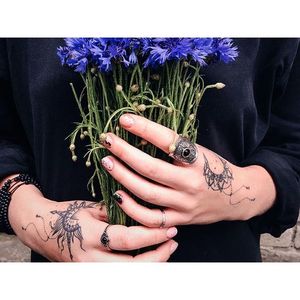 Sun and moon tattoo by Vlada Shevchenko. #VladaShevchenko #blackwork #feminine #women #sun #moon #ornamental