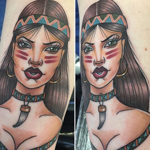 Lady tattoo by Stephanie Melbourne #StephanieMelbourne #neotraditional #colour #ladytattoo