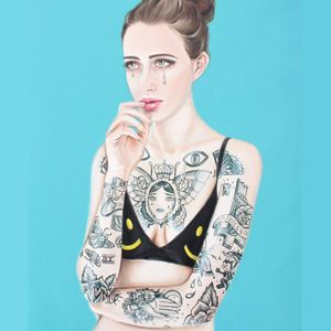 Moving painting by Crajes #Crajes #art #paintings #tattooedwomen