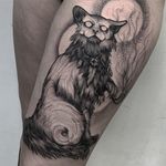 Fancy cat tattoo by Parvick Faramarz #ParvickFaramarz #dotwork #blackwork #cat