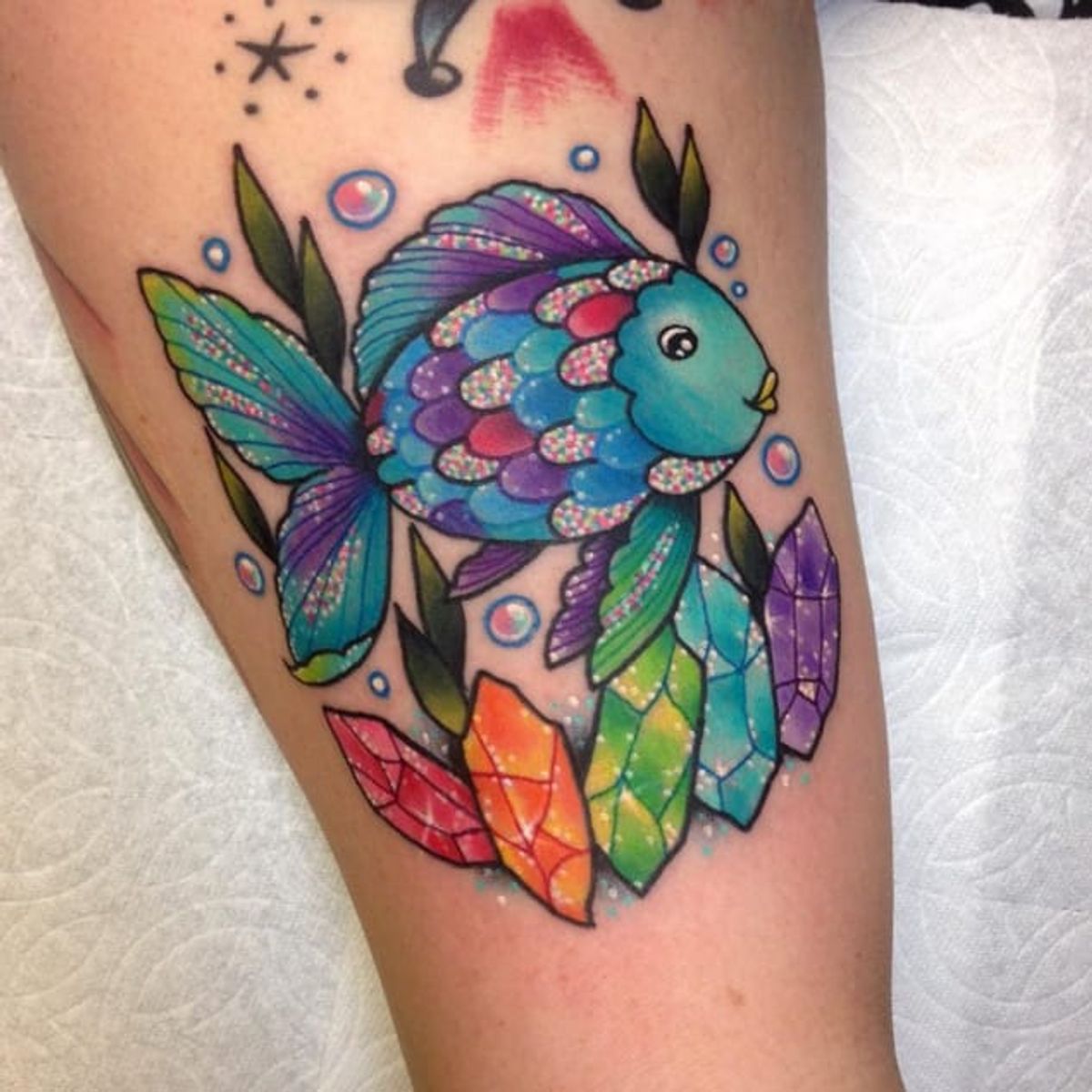 rainbow fish scale tattoo