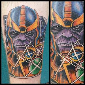 Thanos Tattoo by Steve Rieck #Thanos #thanostattoos #thanostattoo #marveltattoo #supervillaintattoo #supervillains #comictattoos #SteveRieck