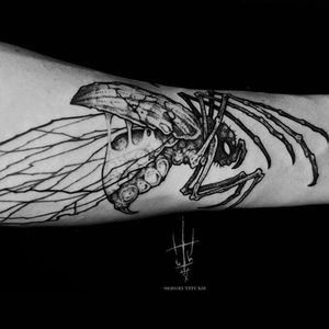 Insect monster tattoo by Sergei Titukh #SergeiTitukh #blackwork #monster #insect