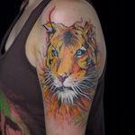 Tigre abstrato! #tigre #tiger #watercolor #aquarela #tatuagemcolorida #coloridas #delicadas #AndreFelipe #brasil #brazil #portugues #portuguese