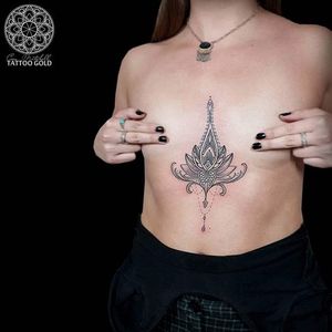 Sacred geometric underboob tattoo by Coen Mitchell. #CoenMitchell #sacredgeometric #sacredgeometry #underboob