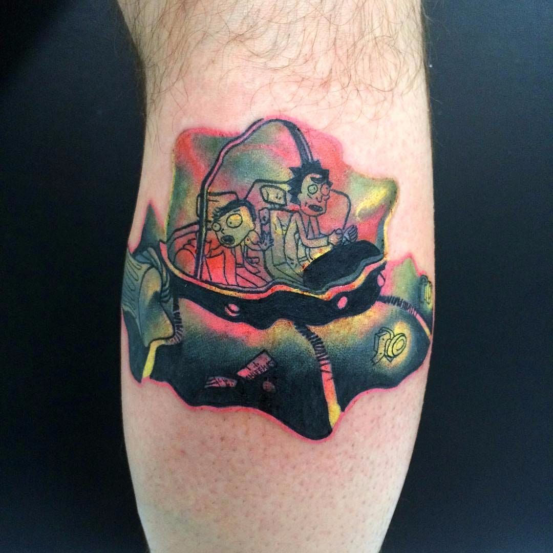 Tattoo uploaded by Raul Legen Dario  Rick and Morty Homer Simpson Peter  Griffin rickandmorty homersimpson petergriffin rickandmortytattoo  homertattoo familyguy colorful RickSanchez MortySmith spaceship   Tattoodo