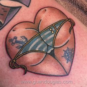 Nautical bum tattoo by @Guen_Douglas. #GuenDouglas #traditional #butt #bum #sexy #underwear #nsfw #heart #nautical #sailor