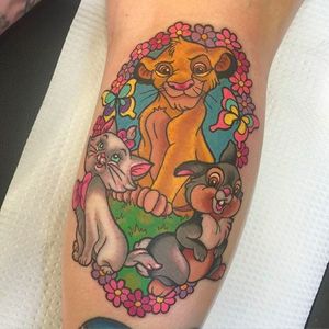 Disney Characters Tattoo by Sarah K @SarahKTattoo #SarahKTattoo #SouthAustralia #Neotraditional #Colorful #Pop #bright_and_bold #Neotraditionaltattoo #DisneyTattoo