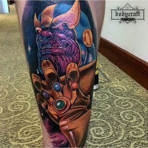 Thanos Tattoo by James Hastings #Thanos #thanostattoos #thanostattoo #marveltattoo #supervillaintattoo #supervillains #comictattoos #JamesHastings