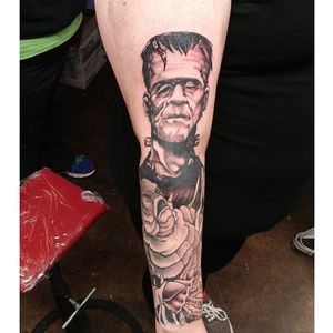 Frankenstein's Creature and The Creature From The Black Lagoon by Michael Barentine #creaturetattoo #frankenstein #MichaelBarentine