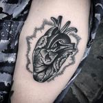 Anatomical heart tattoo by Saschi McCormack #traditional #anatomicalheart #heart #SaschiMcCormack #blackandwhite