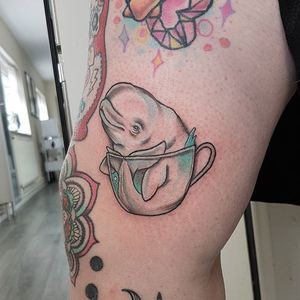 Beluga in a teacup by Aimee Bray. #teacup #whale #beluga #belugawhale #neotraditional #AimeeBray #fish