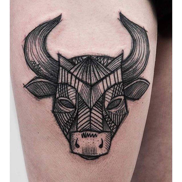 Bull's head tattoo done by Sven Rayen at Studio Palermo in Antwerp,  Belgium. : r/tattoos