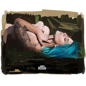 Pulp Suicide by The Art of Mathew (via IG-theartofmathew) #art #fineart #artshare #nude #nsfw #bluehair #pulpsuicide #theartofmathew