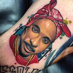 Tupac Shakur tattoo by Gib. #2pac #TupacShakur #rapper #portrait #neotraditional