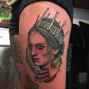 Odd and Beautiful Girl Tattoo by Jonathan Penchoff @Earthgrasper #Earthgrasper #JonathanPenchoff #Neotraditional #Girl