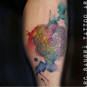 Watercolor Mandala Tattoo by Marc Sangrà #watercolor #watercolormandala #watercolortattoo #mandala #mandalatattoo #mcolormandala #MarcSangra