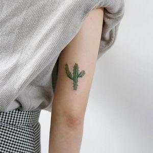 Prickly cactus by @tattooist_doy on IG #cactus #plant #small #cute #realistic #tattooist_doy