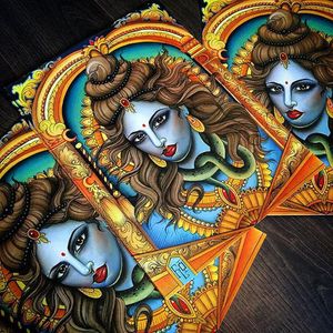 Shiva by Flo Nutall (via IG-flonuttall) #blackandgrey #girlsgirlsgirls #ladyhead #ornate #decorative #feminine #traditional