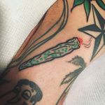 Joint tattoo by Vinz Flag #VinzFlag #weedtattoos #color #traditional #joint #spliff #weed #smoke #smoking #marijuana #stoner #tattoooftheday