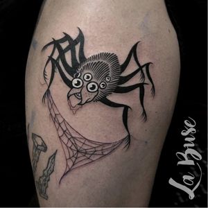 Cool spider tattoo by La Buse #LaBuse #blackwork #illustrative #spider