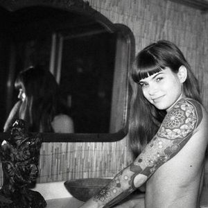 A beautiful black and white shot of Sami Haims by Javier Betancourt in This Is Meant To Hurt You (IG—thisismeanttohurtyou). #artbook #JavierBetancourt #tattoobook #SamiHaims #ThisIsMeantToHurtYou