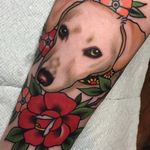 Tender pup tattoo by Becca Genné-Bacon (via IG—beccagennebacon) #beccagennebacon #traditional #animal #puppy #dog