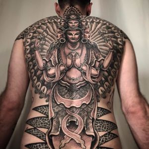 Lakshmi tattoo by Jondix #Jondix #blackandgrey #Hindu #deity #goddess #Buddhist #pattern #face #portrait #lady #lotus #shell #sacredgeometry #mandala #jewelry #crown #thirdeye #hand #tattoooftheday