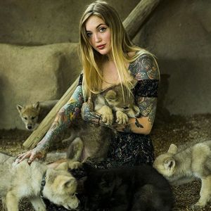 Wolf Pack via photographer ericmphoto #wolf #wolves #tattooedmodel #alternativemodel #wcw #torrieblake
