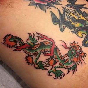 Dragon Tattoo by Julian Bast #dragon #traditional #oldschool #classic #bold #traditionalartist #JulianBast