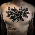 Black and grey chest. (via IG - austinmaples) #traditional #flowers #flower #austinmaples